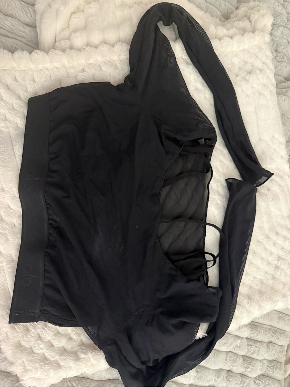 ALO Yoga Black Long Sleeve Mesh Sports Bra